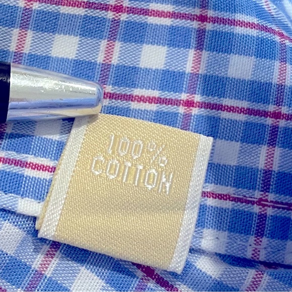 Michael Kors Men's Size 17.5 Plaid No Iron 100% Cotton Button Down Shirt - Picture 7 of 10